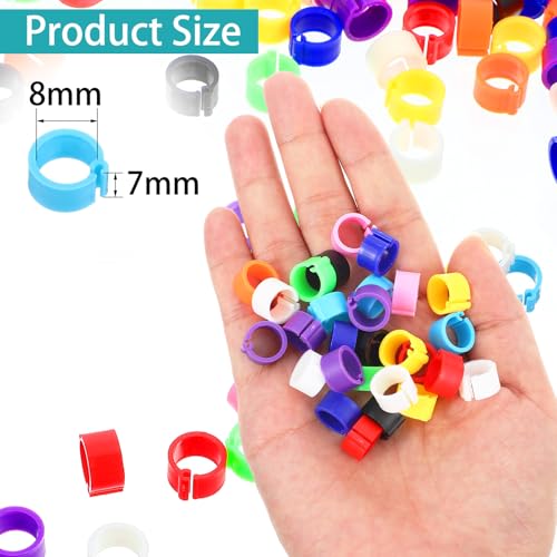 300Pcs 8mm Coturnix Quail Leg Bands Baby Chick Birds Chicken Identification Bands Rings, Poultry Foot Rings Leg Band Clip-on Ring for Poultry Identification