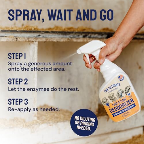 Hatortempt 32 fl oz Chicken Coop Deodorizer and Cleaner Spray, Unscented | Surface Odor Eliminator - Controls Ammonia - Safe & Fast Drying - Refresher for Wood, Sand, Bedding, Hay, Pine & Stone - size: 32 Fl Oz (Pack of 1)