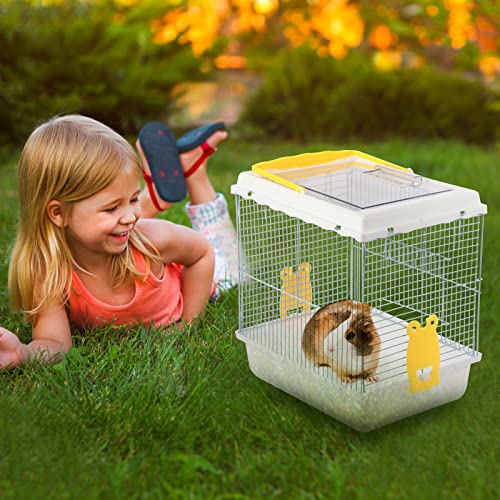 Hamster Travel Portable Carrier Cage Small Animal Carry Case | with Water Bottle&foodbowl& for Dwarf Hamster,Ferrets,Hedgehog,Chinchilla(White)