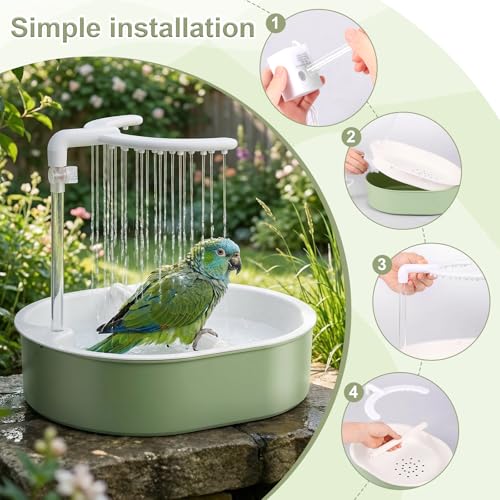 Electric Parakeet Bird Bath for Cage Indoor, Bird Shower Bath Large Capacity Circulating Water USB Electric Circulating Water Bird Bathtub for Lovebirds, Cockatiels, Finches, Conure & Budgies
