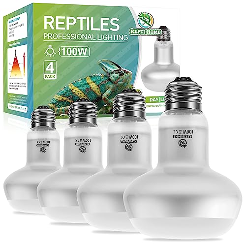 Reptile Heat Lamp 4Pack 100W, Intense Basking Spot Light Bulb with UVA, Simulate Natural Daylight Heat Bulb for Reptile, Turtle, Bearded Dragon, Lizard, Tortoise, Gecko, Snake - color: Intense Light, size: Intense 4*100