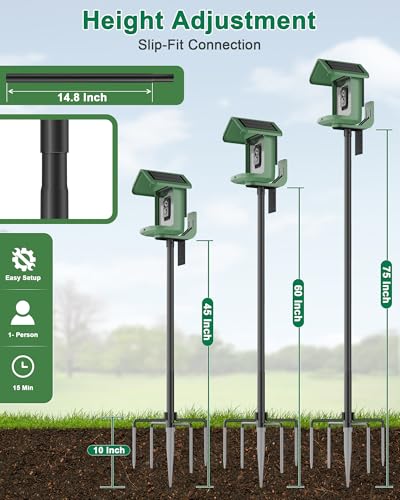 Bird Feeder Pole – 75 Inch Height Bird House Pole with 1-Inch Dia Heavy Duty for Birdfeeders, Feeding Stand with Mount Kit for Outdoor, Slip-Fit Connection, Black - color: Black, size: 75 Inch