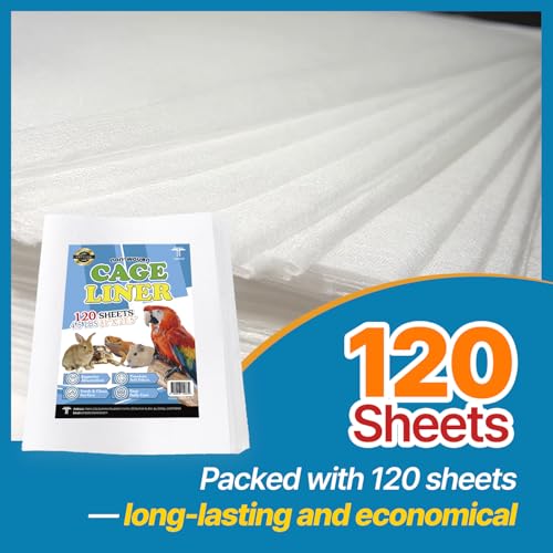 T TORTO9 Non-Woven Bird Cage Liners 31 x 21.5 Inch (120 Sheets) – Absorbent, Lint-Free Disposable Cage Tray Liners for Large Bird Cages - size: 31 x 21.5 in non-woven