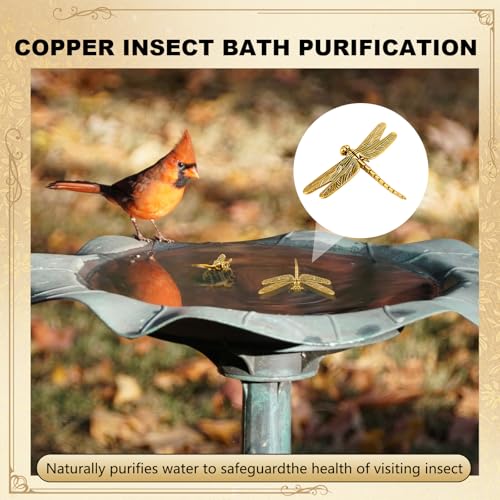 4 Pcs Mini Bird Bath Copper Ornaments Bird Bath Purification Disk Birdbath Cleaner Single 1 oz Weight Universal Fit for Outdoor Birdbaths, Bowl(Butterfly, Cricket, Bee, Dragonfly) - style: Butterfly, Cricket, Bee, Dragonfly