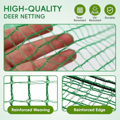 Plastic Mesh Fencing 6FT x 50FT, Garden Bird Netting & Deer Fence, Temporary Animal Barrier for Deer Pets Rabbits Chickens Wildlife, Green Protective Netting for Plants Fruit Vegetables - size: 6x50 FT