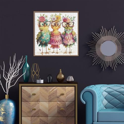 Funny Chicken Puzzles for Adults 1000 Pieces, Cute Bird Flower Jigsaw Puzzles, Beautiful Animal Art Puzzles - color: Sunny Chicken