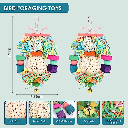 BBjinronjy Bird Toys,2PCS Hanging Natural Soft Sola Ball Beak Chew Shred Forage Toys for Parrots,Cockatiel,Conure,Love Birds,Parakeets,Budgie and Other Small Birds - size: Medium B