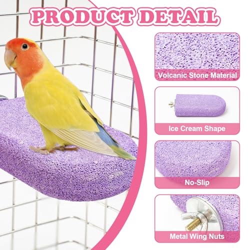 Bird Beak Grinding Stone, 3PCS Parrots Perch, Multiple Colors Platform, Nails Beak Trimmer for Bird Cage Accessories for Parrots Budgie Cockatiel Conure Lovebird Finch - color: Pink+Green+Purple