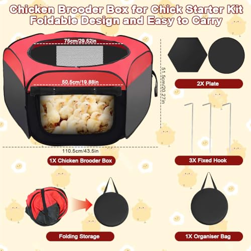 Chicken Brooder Box for Chick Starter Kit，Double Door Chick Brooder Pen/Chicken Playpen/Brooder Box for Chicks Chicken Nesting Box Supplies Up to 15 Baby Chicks,Duck,Quail