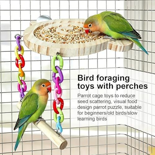 Parakeet Toys, Foraging Toys for Birds with Swing,Help Parakeet Eat Slowly to Prevent Bloating or Choking,Puzzle Bird Toys.
