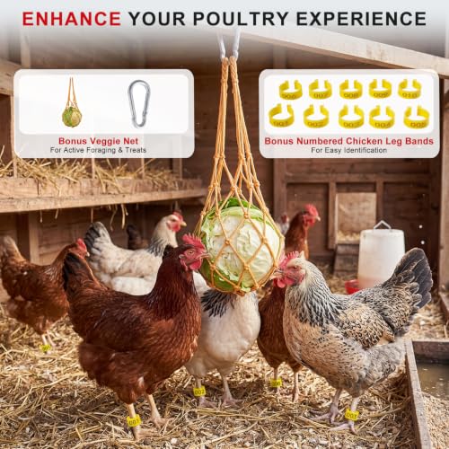 Automatic Chicken Feeder, 40LB Large Metal Poultry Chick Feeder with 6 Port | No Waste Metal Rat Proof Design With View Window And Adjustable Legs For Chickens, Ducks & Geese. Ideal Chicken Coop Feeder - size: 6 Ports - Max 40 lb