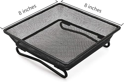 8" x 8" Railing Bird Feeder Tray for Balcony/Deck/Porch Platform Bird Seed Tray with 2 Elastic Rope Ground Mesh for Garden Backyard Outside Wild Birds or Squirrels