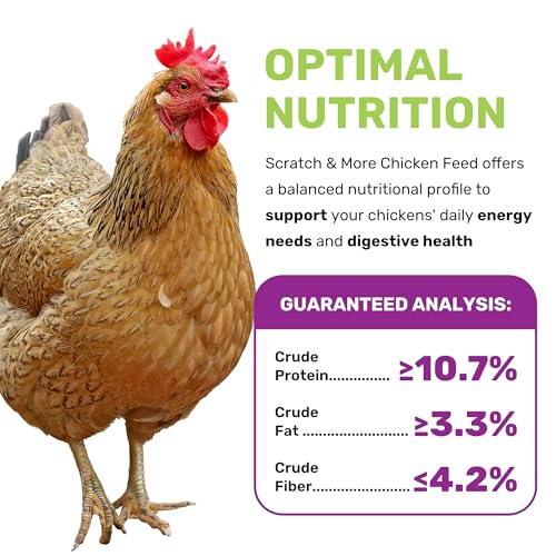 Scratch & More Chicken Feed - Enriched 5-Grain Mix with Mealworms & Fish Oil