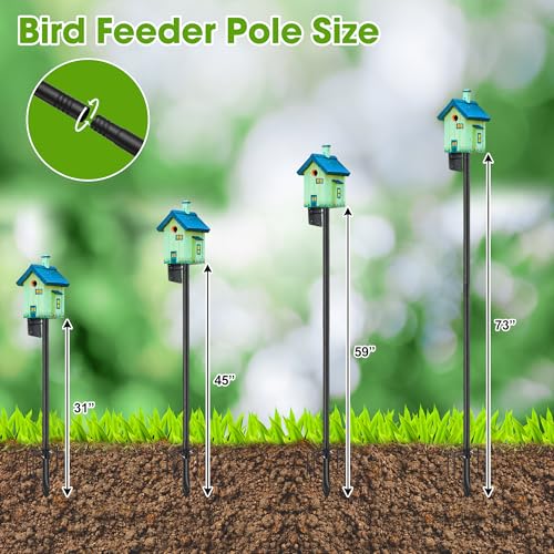 Bird House Pole for Outdoor, 73 Inch Heavy Duty Bird Feeder Pole with 5-Prong Base,1 Inch Diameter Bird Feeder Stand for Yard Garden Patio Watching (Without Bird House) - size: 73"