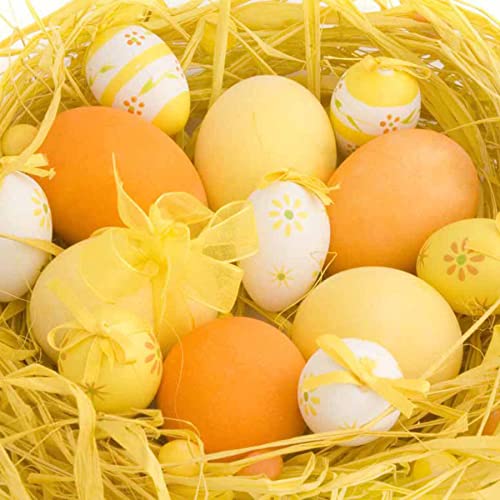 PEVOGON Yellow Easter Grass Filler Paper Shreds for Easter Basket Gift Packaging Filling Egg Stuffer Party Supplies Decoration, 200G - color: Yellow