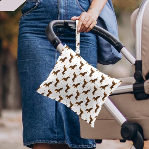 Cute Dachshund Wet Bag Reusable Wet Dry Bags for Travel Beach Pool Yoga Gym Bath, Wiener Dog Waterproof Bag for Swim Suit Dirty Gym Cloth, Dog Lover Gifts Diapers Cosmetic Bags Toiletries Organizer - color: Multi02451