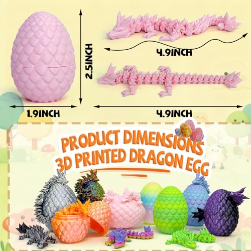 32pcs 3D Printed Dragon Eggs, 3D Dragon Eggs with Dragon Inside,Prefilled Easter Dragon Egg with Articulated Dragon Toy,for Easter Basket Stuffers Party,Desktop Decoration (32pcs) - color: 32pcs