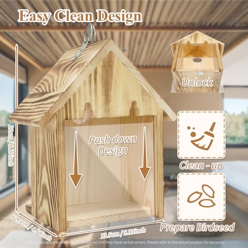 GUTE Bird House Window Mount Clear Viewing Acrylic Wall Shelter | Transparent Viewing,Slide-Out Cleaning Panel,Weatherproof Construction,Easy Wall/Tree Mount,For Bluebirds/Wrens/Chickadees