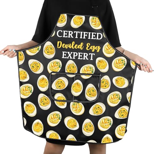 VAMSII Deviled Eggs Lover Gift Certified Deviled Egg Expert Apron With Pockets Egg Enthusiast Kitchen Gift