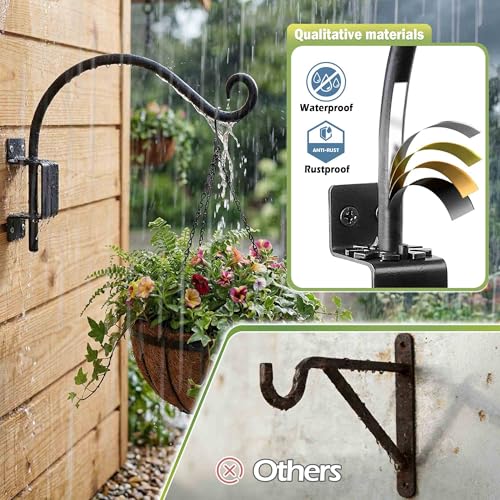 Lifyzoon Swivel Plant Hanger Outdoor: 22Inch 80lbs Heavy Duty Bracket Hook | 80 Lbs Capacity for Large Flower Baskets Bird Feeders Lanterns, Rust-Proof Iron Mount, 180°Smooth Swivel, Hardware Included - size: 22 Inch