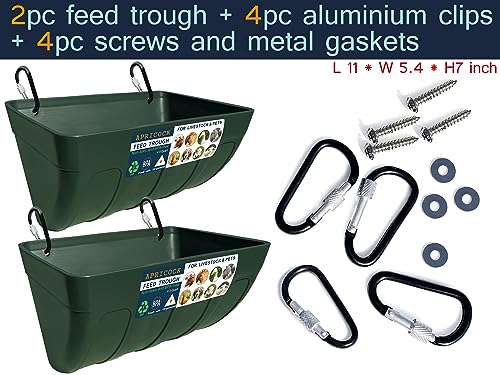 Chicken Feeder Waterer, Goat Feeder - 2 Pack, 5.5 Quart, for Goats Chickens Duck Sheeple Dogs Piglets Deers Gooses, Turkeys, Goat Supplies(Appearance Patent Product) - color: Green