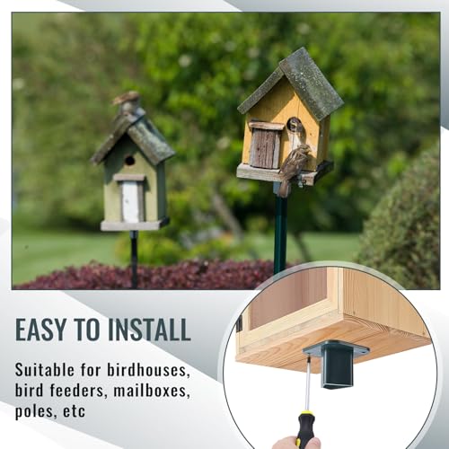 Nuanchu T Post Mounting Plate for Bird Houses Feeder,2 Pcs,Dark Green | Compatible with Most Standard Fence Post Pole,Mounting Plate for Bird Houses,Bird Feeder,Mailboxes, Mount Flange