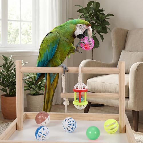 6 Pcs Foraging Ball Bird Toys, Feeder Toys, Foot Talon Toy, Chewing Training Rattle Bell Balls, Parrot Cage Toys for Parakeets, Cockatiels, Conures, Love Birds and Other Small to Medium Birds
