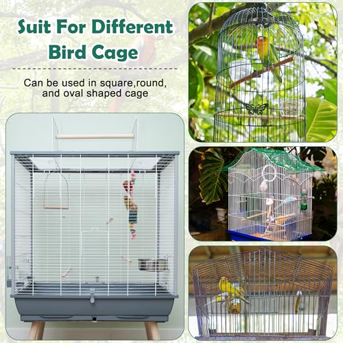 2 Pack Bird Cage Seed Catcher Guard, Adjustable Bird Cage Mesh Net Cover | Heavy Duty Nylon Mesh Netting for Parrot Parakeet Macaw African - size: Large