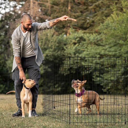 Artmalle 30-Inch Dog Playpen with Bottom Pad, 8-Panel Rustproof Fence | 30-inch rustproof 8-panel dog playpen with bottom pad, foldable setup and flexible shapes for indoor or outdoor use. - style: 24'' x 30'' with Bottom cover