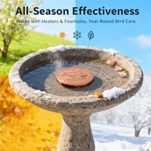 3 Pcs Heated Bird Bath Copper Disks for Outdoor Use | Solar Powered Warmth Disks for Bird Baths Decks Railings Stands Gardens Patios and Winter Outdoor Bird Care