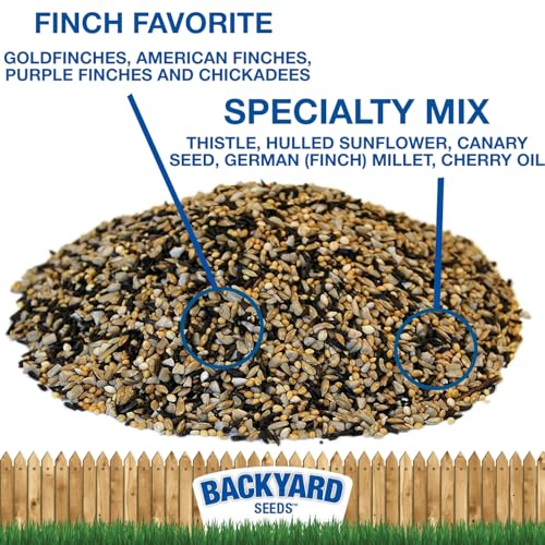Backyard Seeds Finch & Small Songbird Frenzy 5lbs - Premium Nyjer Thistle Seed Blend for Finch Feeders, Small Bag of Wild Bird Food - size: 5 Pound (Pack of 1), style: Finch Frenzy