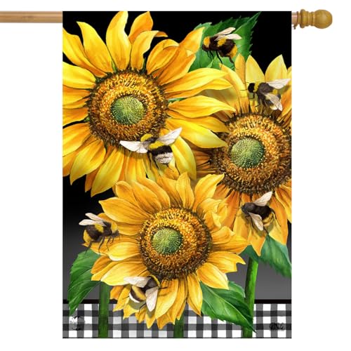 Buzzing Sunflowers Spring House Flag 40" x 28" Briarwood Lane - color: Buzzing Sunflowers