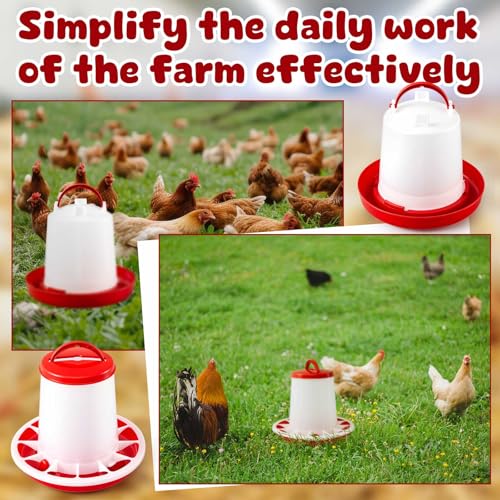 10 Pack Chick Feeder and Drinker 1-Quart Capacity for Small Poultry - 5 Pcs 2.2 lb Chicken Feeders and 5 Pcs 1L Chicken Drinkers for Ducks, Geese, Turkeys, Coop Brooder Use, Easy-Fill Design