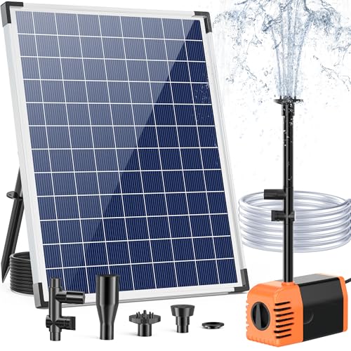 Antfraer 25W Solar Fountain Pump, Solar Water Pump 320GPH Flow Adjustable, Solar Powered Water Pump with 16.5Ft Cord Length for Small Pond, Fish Pond Bird Bath Garden Waterfall Hydroponics - size: 25W