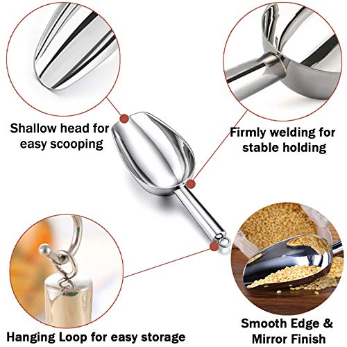 TeamFar Stainless Steel Ice Scoop, 5 Ounces Small Metal Food Candy Scoop | for Kitchen Bar Party Wedding, Heavy Duty & Sturdy, Easy Storage & Versatile, Mirror Finish & Smooth Edge, Silver - size: 5 oz