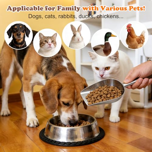 Dog Food Scoop Stainless Steel with Long Handle, Precise Measuring Cups | 1, 3/4, 1/2, 1/4 Cup, Pet Scoop for Dogs, Cats, Rabbits, Animals, Metal Spoon for Dog Food Storage (1CUP) - size: 1CUP