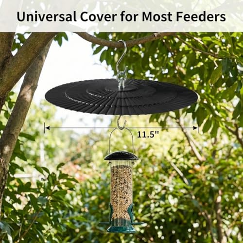 11.5" Metal Bird Feeder Rain Guard - Black | Dome Shield Umbrella Cover - Weather Baffle for Outside Hanging Bird Feeders - color: Black