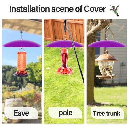 13" Bird Feeder Rain Cover,Bird Feeder Dome,Hummingbird Feeder Guard, Proof Bird Feeders Baffle,Smart Birds Feeder's Umbrella (Purple),2Pack - color: Purple, size: 13Inch / 2 Packs