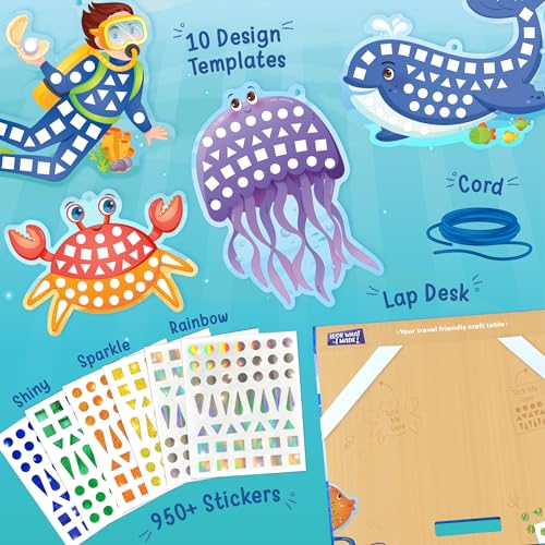 Imagimake Mirror Mosaic - Ocean, 10 Templates, 950+ Stickers | Mess-Free Craft Activity, Screen-Free Creative Art Kit for Kids, Birthday Gift for Boys & Girls Ages 3,4,5,6,7 Years Old - style: 4. Ocean