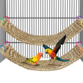 2Pcs 29.5 x 7 inches Large Bird Seagrass Mat Grass Woven Net Parrot Hammock Mat Parakeet Climbing Rope Ladder with Hooks Bird Cage Accessories for Conure Cockatiel Budgie Macaw Bearded Dragon