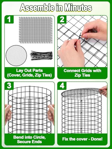 16''H x 11''Dia Plant Protectors from Animals - Full-Protection Anti-Rust Plant Cages with Covers for Outdoor Plants, Wire Garden Cloches for Plants Strawberry Keeping Chicken Rabbits Out, 4 Sets