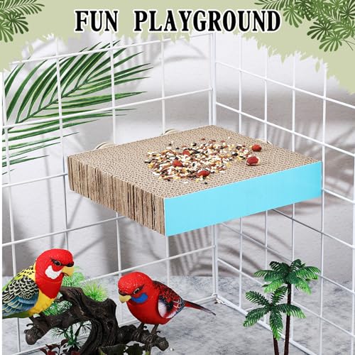 Skyygemm 2 Pieces Parrot Toy Bird Chew Cage Accessories Flat Perch Bird Paw Grinding Stand Parrot Cage Playground for Macaws, Small Parakeets, Conures, Budgies, Finches Conure Cockatiel(Large) - size: Large