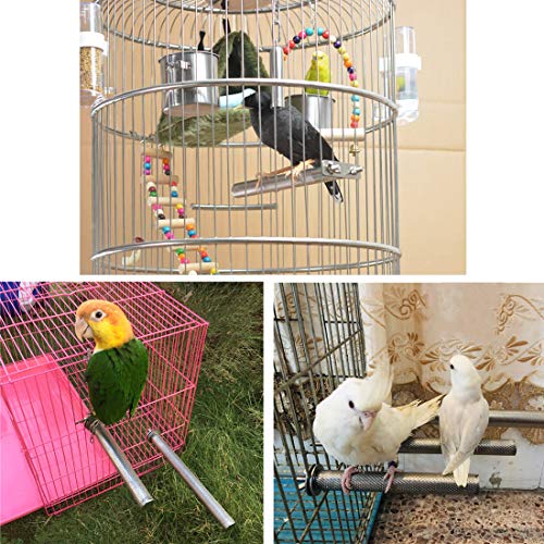 Bird Perch Stainless Steel Stand Parrot Rod Grinding Claws Trimming Beak Nails Grinding Stick Exercise Platform for Parakeet Cockatiel Conure African Grey Macaw Finch Bird Cage Accessories (M) - size: M: 8.84x 0.86inch