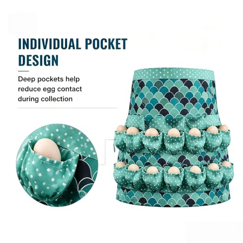 Egg Collecting Apron, 10 Deep Pockets Chicken Egg Gathering Bag | 10 deep pockets keep eggs secure while adjustable fit and durable fabric make farm egg collecting fast and convenient. - color: Green