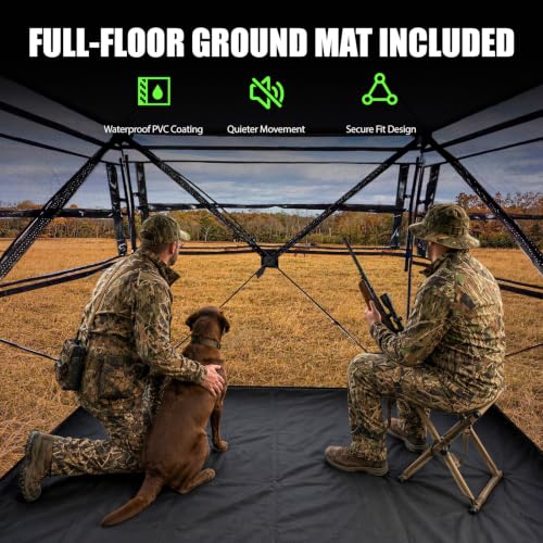 Hunting Blind 270 Degree See Through Ground Blind - 2-3 & 3-4 Person Pop Up Deer Blind for Hunting with Carrying Bag - 300D Reinforced Portable Durable Blind for Turkey and Deer - size: 2-3 Person(270° See Through)