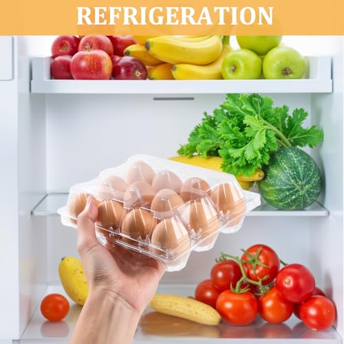 120 Pack Egg Cartons 12 Count, Plastic Egg Cartons Cheap Bulk, Clear | Reusable Egg Holder Egg Trays for Home and Farmer's Markets Display, Medium Egg Containers for Refrigerator - style: 3x4Grids-120count