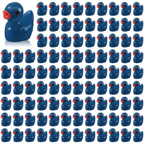 100 Pcs Mini Resin Ducks Tiny Ducks Miniature Duckies Bulk Figures for Garden Micro Landscape Home Prank Game Micro Landscape Aquarium Dollhouse Ornament DIY Handmade School (Dark Blue) - color: Dark Blue