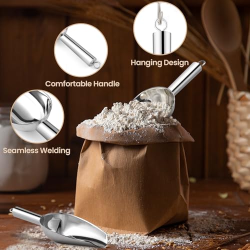 OLESBUR Premium Ice Scoop for Freezer - Multipurpose Metal Ice Scoop for Ice Machine - Stainless Steel Small Ice Scooper for Ice Bucket - Kitchen Gadgets Cookie Flour Pet Dog Food Scoop (3oz) - size: 3oz