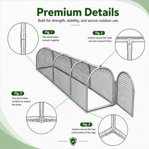 Chicken Run Tunnel Metal Chicken Pen Outdoor Poultry Cage | Galvanized metal chicken enclosure, portable chicken run extension, outdoor rabbit enclosure for poultry small animals