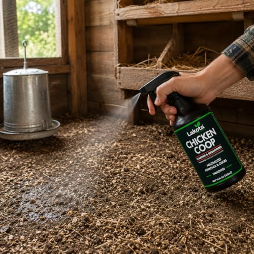 Lakota Naturals 16oz Unscented Chicken Coop Deodorizer & Cleaner Spray. Surface Odor Eliminator, Controls Ammonia, Coop Refresher Spray for Bedding, Wood, Hay, Sand. Safe & Fast Drying